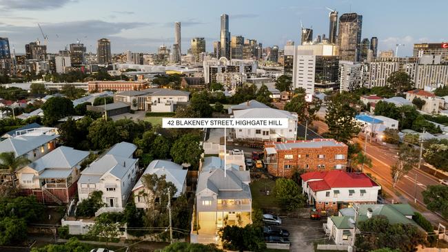 An aerial view of the property at 42 Blakeney St, Highgate Hill. Image supplied by NIRA Creative.