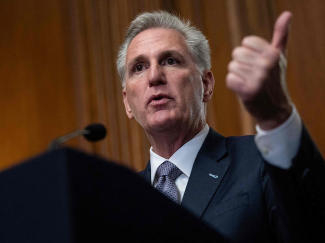 The proposal adopted by the House of Representatives with a vote of 335-91 preventing a shutdown was pitched by US Speaker of the House Kevin McCarthy. But funding to Ukraine was cut. Picture: AFP