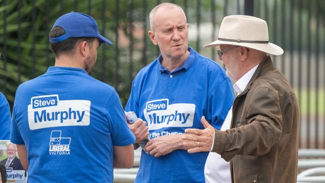 Werribee By Election Coverage at Werribee Secondary College. Liberal candidate Steve Murphy at the voting station. Picture: Tony Gough