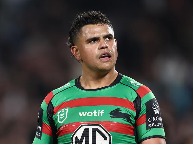 SYDNEY, AUSTRALIA - SEPTEMBER 24: Latrell Mitchell of the Rabbitohs looks on after the NRL Preliminary Final match between the Penrith Panthers and the South Sydney Rabbitohs at Accor Stadium on September 24, 2022 in Sydney, Australia. (Photo by Matt King/Getty Images)