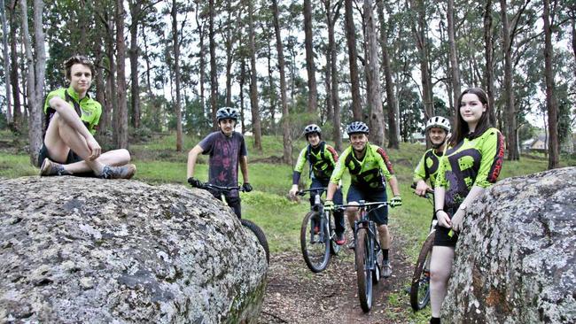 AHOY CAPTAIN: To celebrate the first anniversary of the Captain Rous Park Mountain Bike Trial in Goonellebah, the Richmond River Riders invite the community to a fun-filled family event to celebrate the joy of mountain biking on October 28. L-R members Thai Nel, Jordan Kelly, Jordan Zmejak, president Chris Irish, Johnny and Michaela Zmegak. Picture: Alison Paterson