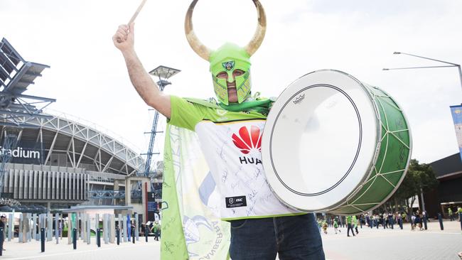 Raider fan of 30 years, Simon Tayoun, ahead of the NRL Grand Final of Canberra Raiders and Sydney Roosters tonight. Picture: Dylan Robinson