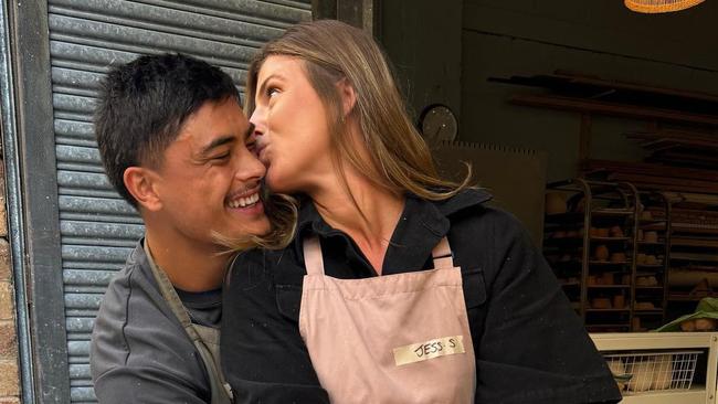 Jess Sergis and Tommy Talau have been dating since last year, but that might not guarantee her support when the Sea Eagles face the Roosters on Saturday. Picture: Supplied