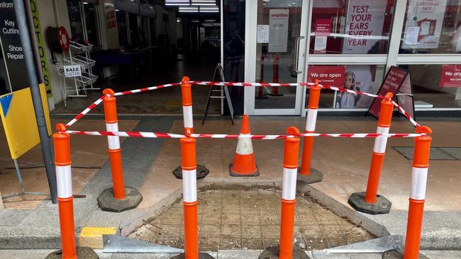 Works are underway on new disability access ramps in Railway St, Gatton. Photo: Hugh Suffell