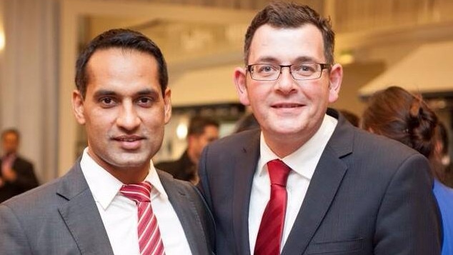 Victorian Labor candidate Jasvinder Sidhu with Premier Daniel Andrews. Picture: Facebook