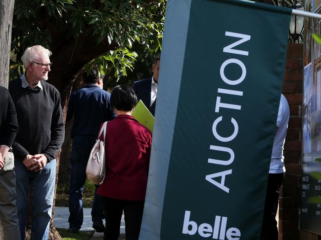 SYDNEY, AUSTRALIA - MAY 08: A 'auction' is seen outside of a residential property in the suburb of Strathfield on May 08, 2021 in Sydney, Australia. Property prices continue to rise across Australia with house prices up almost 27 percent compared to five years ago. Record low interest rates have also seen a surge in home loan applications in the last year. (Photo by Lisa Maree Williams/Getty Images)