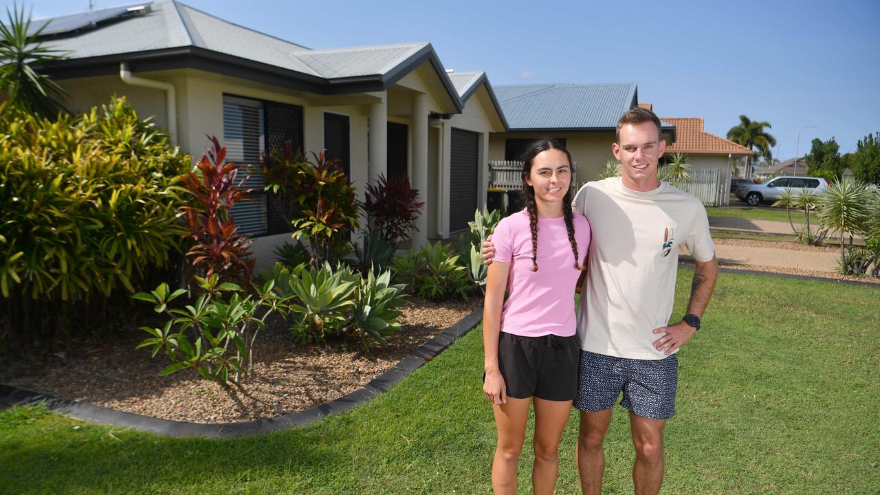 Charlotte Macherel, with partner Jacob McLean, at her Condon home is a first homebuyer who bought in the midst of the current interest rate hikes. Picture: Evan Morgan