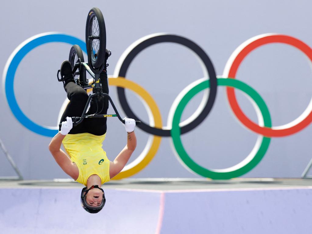 Australian BMX rider Natalya Diehm in action in Paris