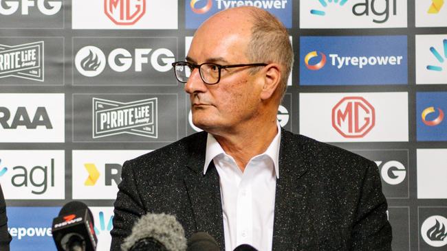 Port AdelaideÃs new CEO Matthew Richardson and Chairman David Koch speak to media in Adelaide, Friday, October 30, 2020. (The Advertiser/ Morgan Sette)