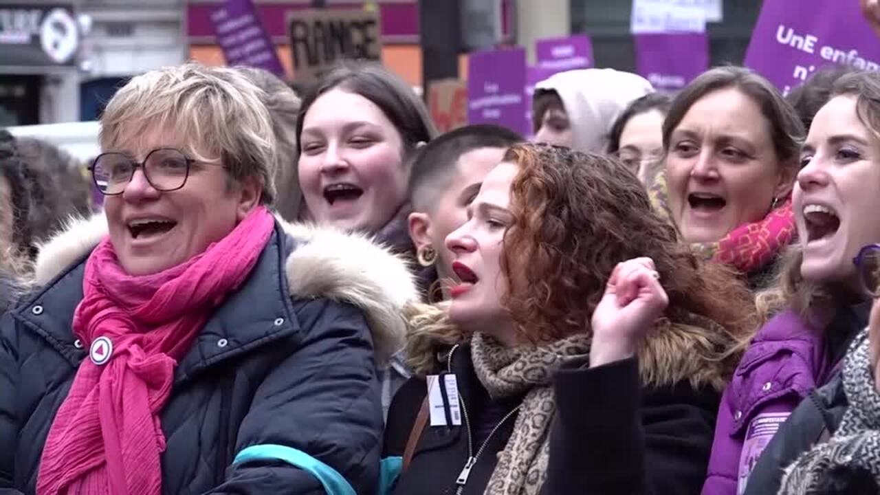 Thousands march in France to condemn violence against women