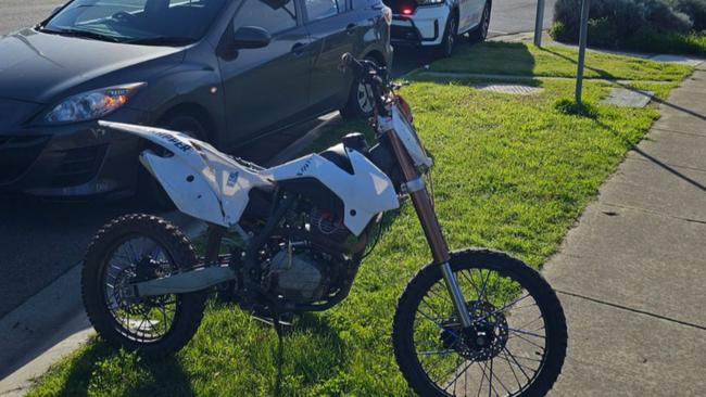 A passenger on a dirt bike fled the scene of a crash in Torquay on Sunday while his mate driving the bike was arrested by police. Picture: Supplied