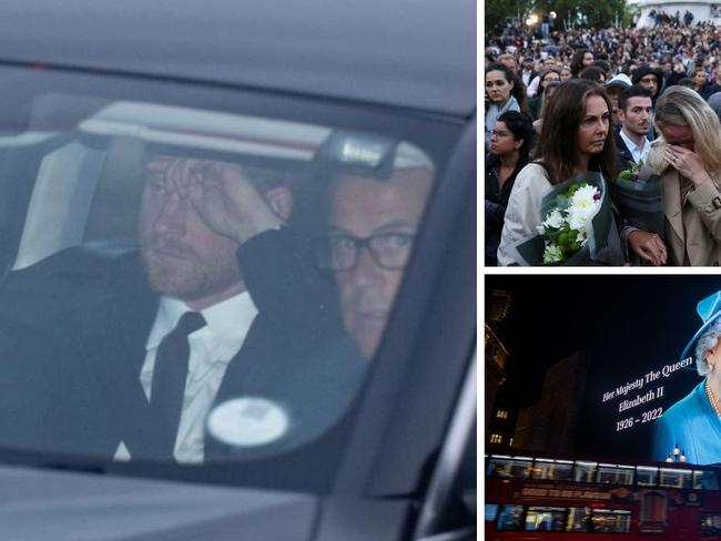 Prince Harry dashes to the Queen after her death. Photo: Supplied