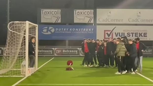 Family and friends lay flowers near the goal where Espeel collapsed.