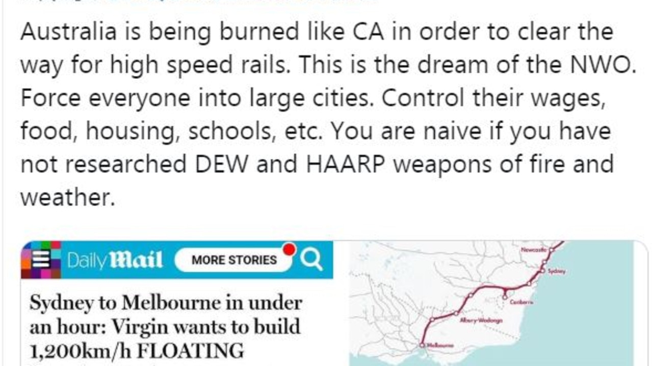 Theorists say a high-speed rail network would make us easier to control. Picture: Twitter