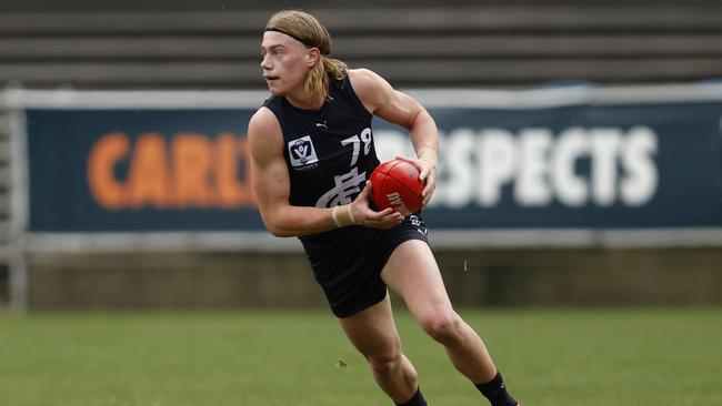 Harley Reid in action for Carlton’s VFL side. Picture: Darrian Traynor/AFL Photos/via Getty Images