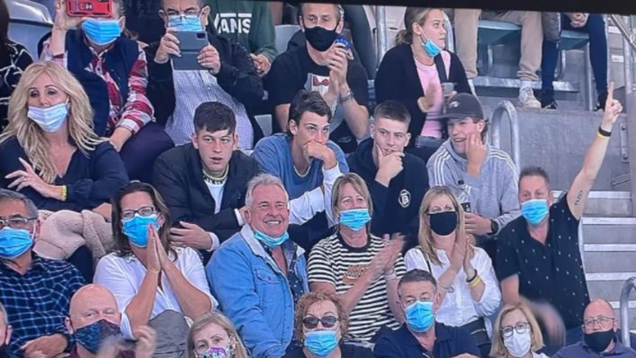 Port Adelaide's Zak Butters, Ollie Lord, Dylan Williams and Mitch Georgiades went to the swimming trials without masks (Picture: The Advertise