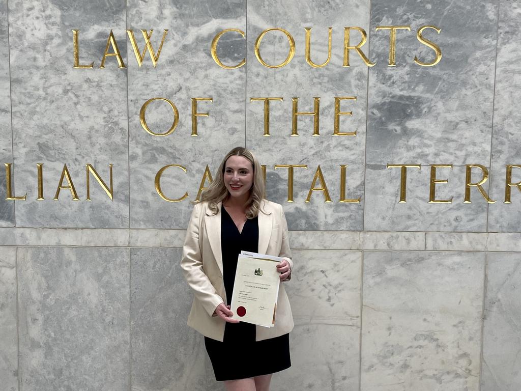 Laura Rowe on the day she was admitted as a lawyer. Picture: Supplied