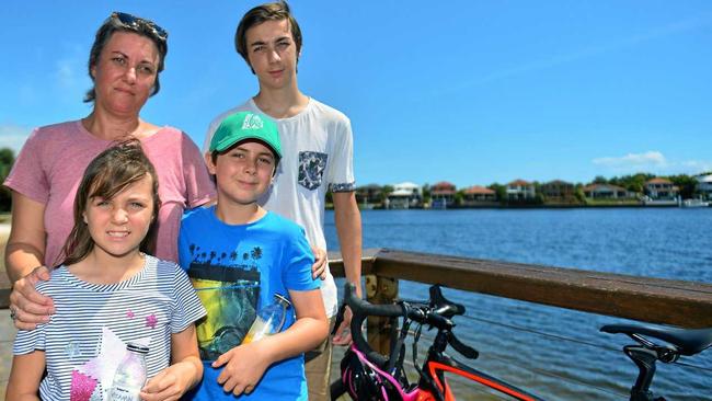 Catherine, Lachlan, 15, Oscar, 10, Heidi, 8, Frewer at Kawana for the Memorial Ride for the late Cameron Frewer. The kids are gearing up to take part in this year's National Ride2School Day, and Catherine says other families should do the same. Picture: John McCutcheon