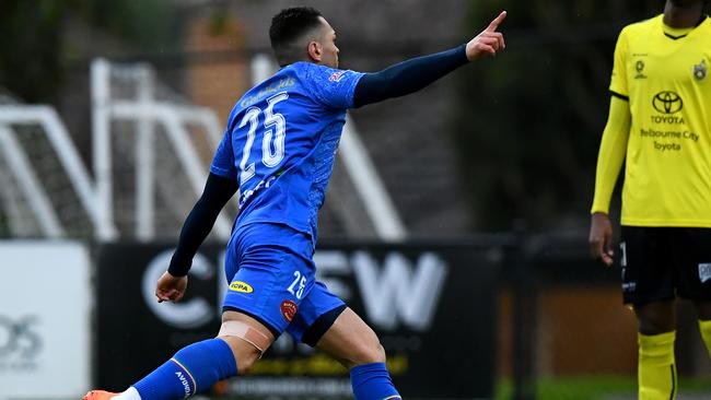 Liston Diaz celebrates a goal for Avondale. Picture: Josh Chadwick