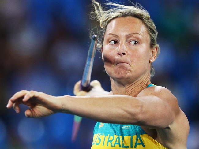 RIO DE JANEIRO, BRAZIL - AUGUST 16: Kim Mickle of Australia competes during the Women's Javelin Throw Qualifying Round on Day 11 of the Rio 2016 Olympic Games at the Olympic Stadium on August 16, 2016 in Rio de Janeiro, Brazil. (Photo by Ian Walton/Getty Images)