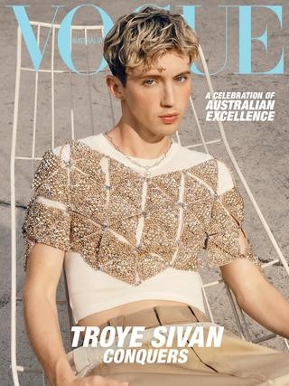 The February issue of Vogue Australia featuring cover star Troye Sivan is on sale now. Picture: Jamie Heath