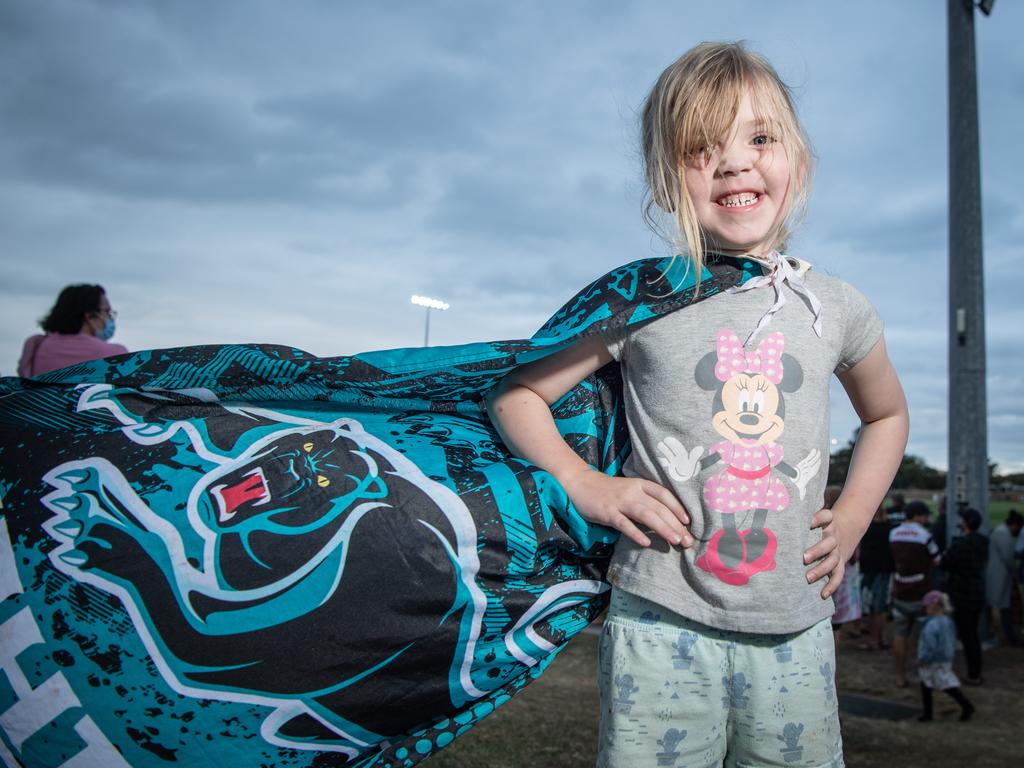 Four year old Peyton Geerin at Penrith Panthers training at the Sunshine Coast stadium ahead of this weekends NRL grand final. PICTURE: Brad Fleet