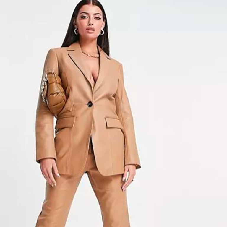 ASOS Edition Leather blazer in camel.