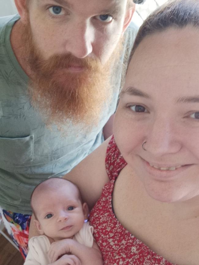 Nicole Ferguson with her partner Eric Hall and their first baby Aria-Rose Hall. Picture: Supplied.