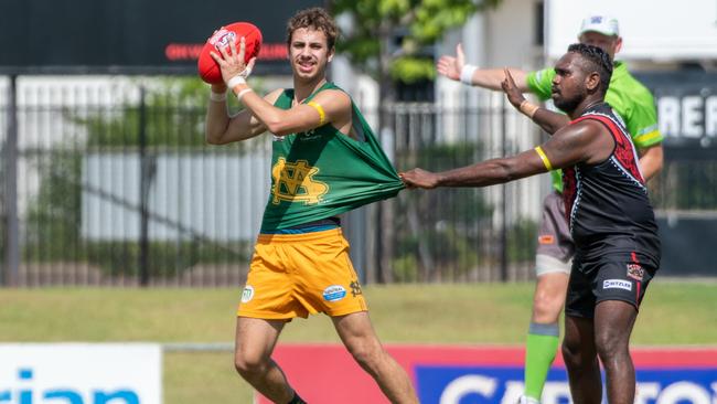 St Mary's won against Tiwi Bombers in Round 8 of the NTFL Men's Premier League at TIO Stadium. Picture: Aaron Black/AFLNT Media