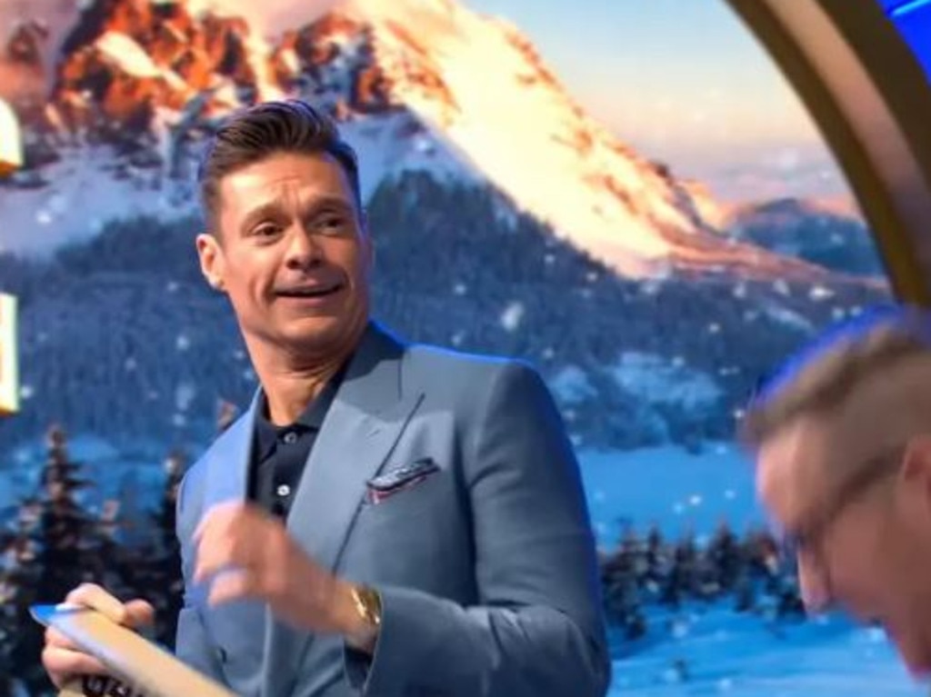 <i>Wheel of Fortune</i> host Ryan Seacrest was thrown to the ground when an overzealous contestant won the popular game show’s grand prize. Picture: Wheel Of Fortune / YouTube