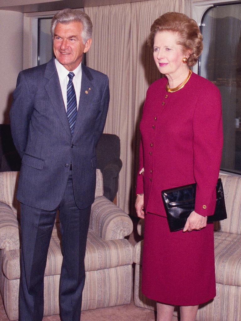 Bob Hawke and Margaret Thatcher at the Commonwealth Heads of Government Meeting, Vancouver, 1987.