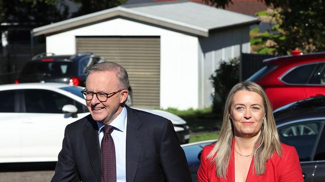 Labor leader Anthony Albanese and his partner Jodie Haydon. NSW. Picture: Liam Kidston