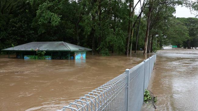 Mossman river burst its banks at the Foxton bridge caused by TC Jasper. Picture: Liam Kidston