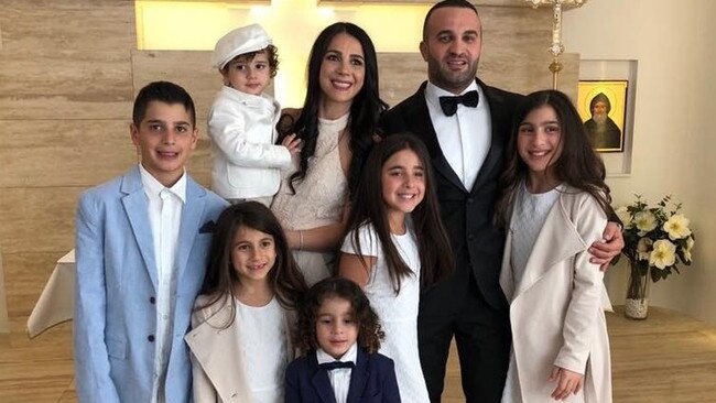 Daniel Abdallah and Leila Geagea lost three children in the crash. They’re pictured with their children Antony, Angelina, and sister Sienna (and others). Picture: Supplied