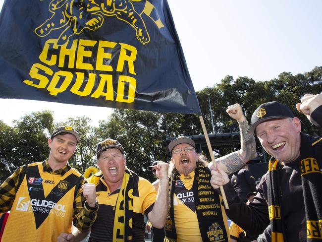 Colour pics at the SANFL Grand Final -  Philip Clark, Andrew Clark, Wayne Arden and Peter Holtham .22nd September 2024. Picture: Brett Hartwig