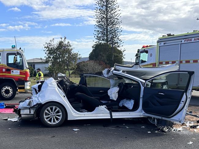 The Peak Downs Highway is blocked after a serious traffic crash on the morning of July 11, 2023. Picture: Heidi Petith