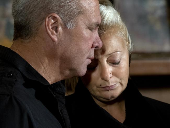 Charlotte Charles, mother of Harry Dunn, who died after his motorbike was involved in an August 2019 accident in Britain with Anne Sacoolas, wife of an American diplomat, speaks at a news conference joined by family members Monday, Oct. 14, 2019, in New York. The family is seeking answers after Sacoolas returned to the United States after being granted diplomatic immunity following the crash.