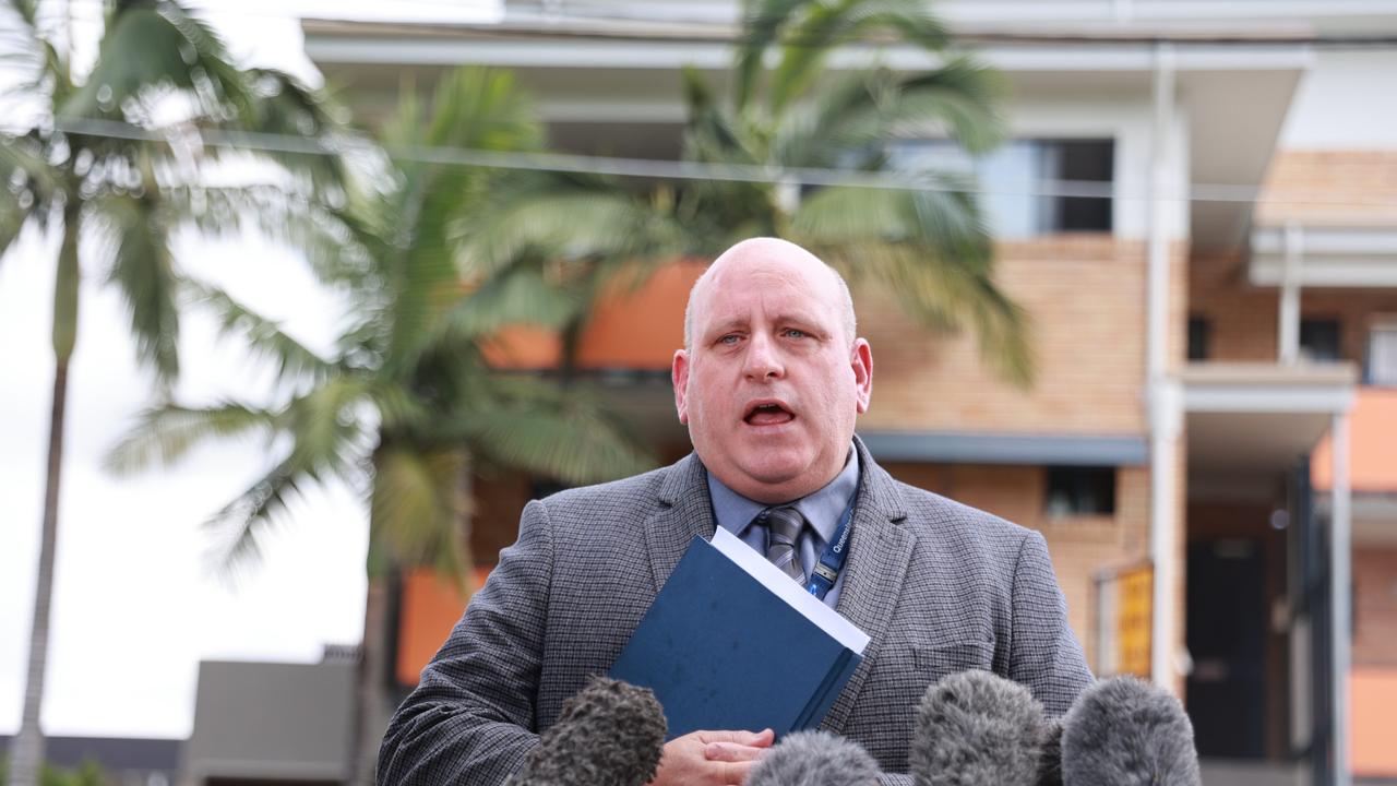 Detective Superintendent Andrew Massingham told reporters in December that cleaners had found skeletal remains at the unit complex. Picture: NewsWire / Sarah Marshall