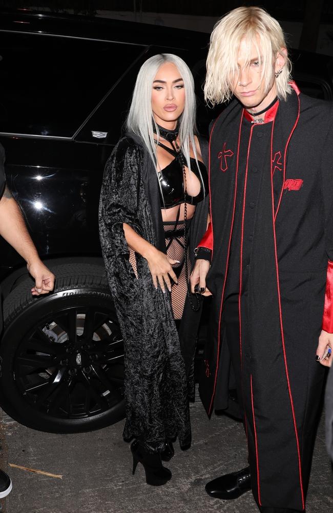 Megan Fox and Machine Gun Kelly are all dressed up as they attend Vas Morgan's Halloween party. Picture: TPG / BACKGRID