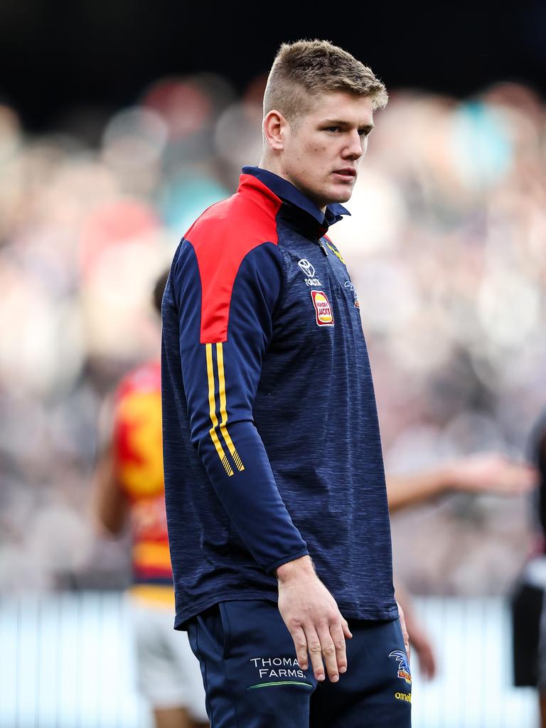 But he is likely to miss the next 12 months after tearing his ACL against the Demons. Picture: Dylan Burns/AFL Photos