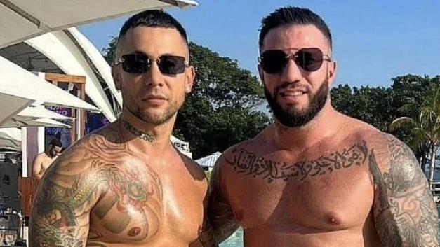 Sydney gangland member Mohammed “Little Crazy” Hamzy (left) and Sam "The Punisher" Abdulrahim (right) on holidays. Picture: Supplied