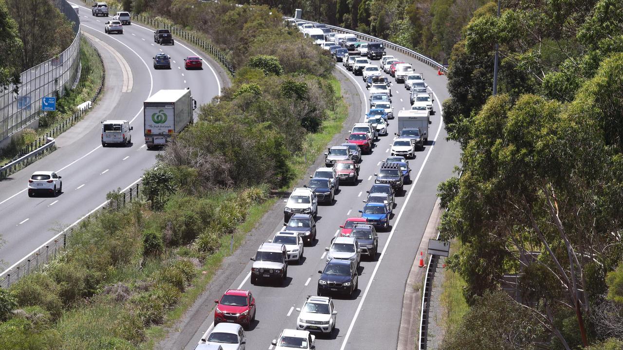 Traffic on the Pacific Highway near the Queensland and New South Wales border. Picture: Jason O'Brien