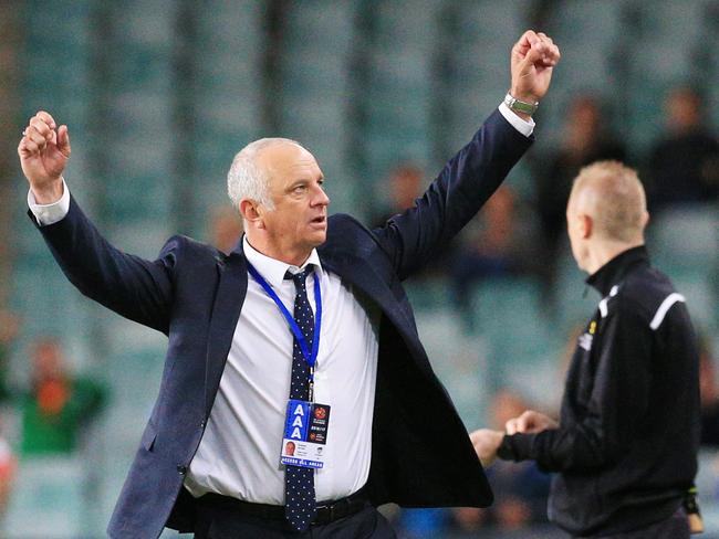 Graham Arnold wins his second Coach of the Year award. Picture: Mark Evans