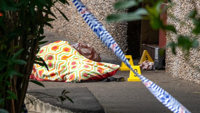 The crime scene on Monday afternoon. Picture: Thomas Lisson