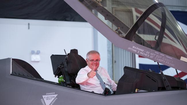 Former Prime Minister Scott Morrison during a visit to BAE Systems Australia.