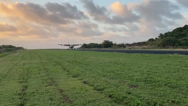 A Skytrans Plane lands safely on Mabuiag Island.