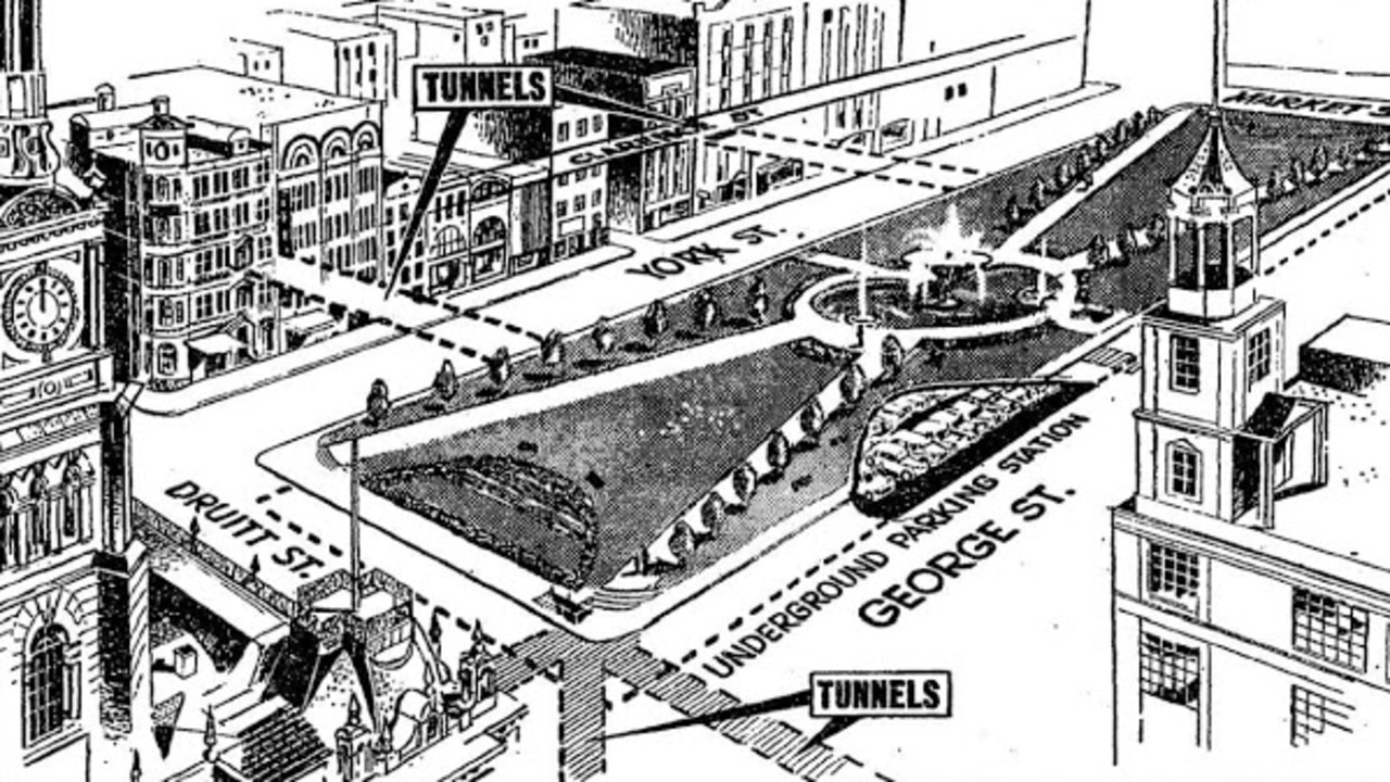 A 1959 plan that would have seen the QVB demolished and turned into a car park and square. Picture: Fab Sydney Flashbacks