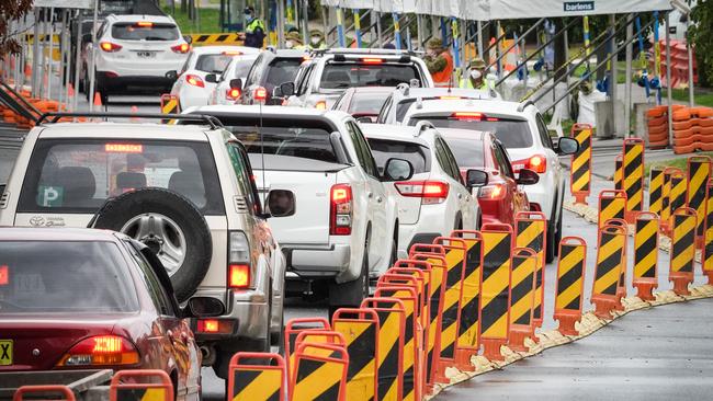 The border crossing near Albury. Picture: Simon Dallinger~