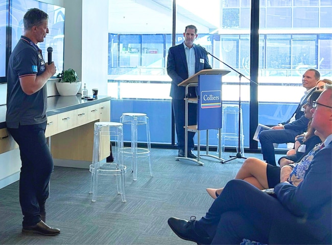 Damien Hardwick and Simon Beirne at Colliers Gold Coast office.