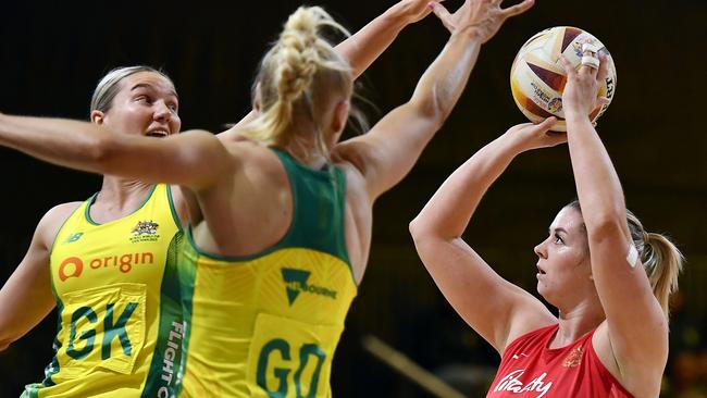Australia were shocked by England but Madi Browne predicts them to fight back – if they play smart netball. Picture: Ashley Vlotman/Gallo Images/Netball World Cup 2023 via Getty Images